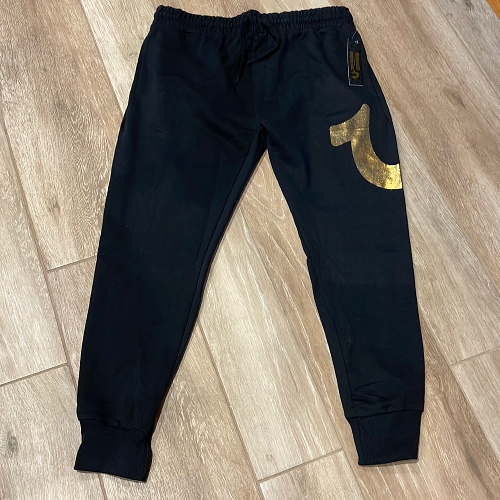 True Religion Joggers Black/Gold LARGE